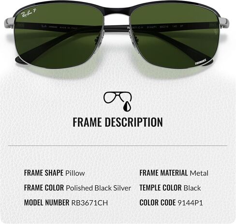 نظارات شمسية مستقطبة من Ray-Ban RB3671CH CHROMANCE مع مجموعة أدوات النظارات - وسادات أنف قابلة للتعديل - نظارة شمسية مربعة مثالية للارتداء الرسمي والعادي in Saudi Arabia