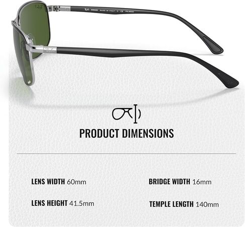 نظارات شمسية مستقطبة من Ray-Ban RB3671CH CHROMANCE مع مجموعة أدوات النظارات - وسادات أنف قابلة للتعديل - نظارة شمسية مربعة مثالية للارتداء الرسمي والعادي in Saudi Arabia