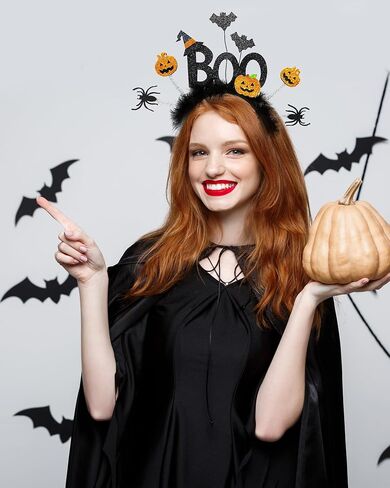 عصابة رأس لطيفة للهالوين من BOO Ghost عصابات رأس متألقة للهالوين للنساء والفتيات أزياء الهالوين in Kuwait