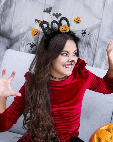 عصابة رأس لطيفة للهالوين من BOO Ghost عصابات رأس متألقة للهالوين للنساء والفتيات أزياء الهالوين in Kuwait