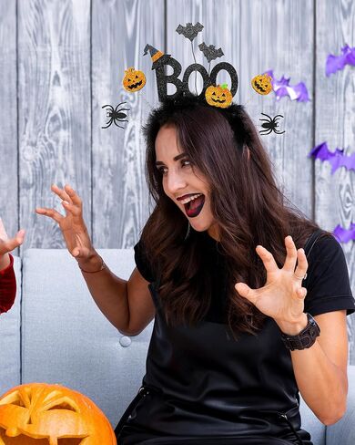 عصابة رأس لطيفة للهالوين من BOO Ghost عصابات رأس متألقة للهالوين للنساء والفتيات أزياء الهالوين in Kuwait