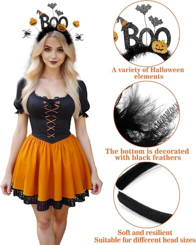 عصابة رأس لطيفة للهالوين من BOO Ghost عصابات رأس متألقة للهالوين للنساء والفتيات أزياء الهالوين in Kuwait