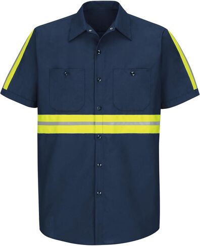 Yellow Silver Enhanced Visibility Work Shirt Men 52% Cotton 48% Poly Blend,Right Left Open Pocket, Pen Stall in Kuwait