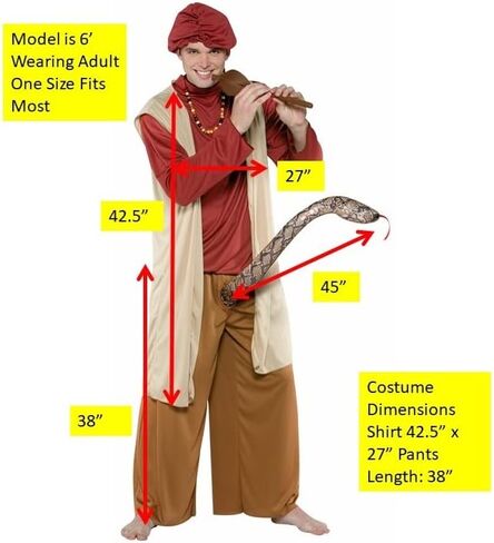 Rasta Imposta Snake Charmer Costume, Men's Adult One Size in Saudi Arabia