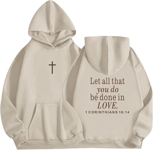 Let All That You Do Be Done in Love Hoodie for Women Christian Faith Sweatshirt Bible Verse Religious Pullover Tops in Saudi Arabia