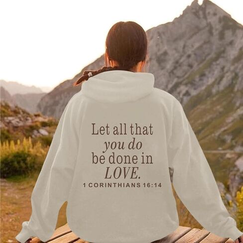 Let All That You Do Be Done in Love Hoodie for Women Christian Faith Sweatshirt Bible Verse Religious Pullover Tops in Saudi Arabia