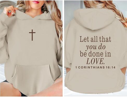 Let All That You Do Be Done in Love Hoodie for Women Christian Faith Sweatshirt Bible Verse Religious Pullover Tops in Saudi Arabia