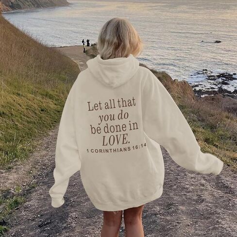 Let All That You Do Be Done in Love Hoodie for Women Christian Faith Sweatshirt Bible Verse Religious Pullover Tops in Saudi Arabia