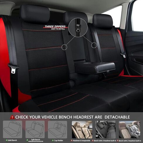 غطاء مقعد السيارة لسيارة Buick Encore 1.Generation 2013 2014 2015 2016 2017 2018 2019، 9 قطع من أغطية المقاعد الجلدية الأمامية والخلفية الكاملة وملحقات الحماية الداخلية، أسود in Saudi Arabia