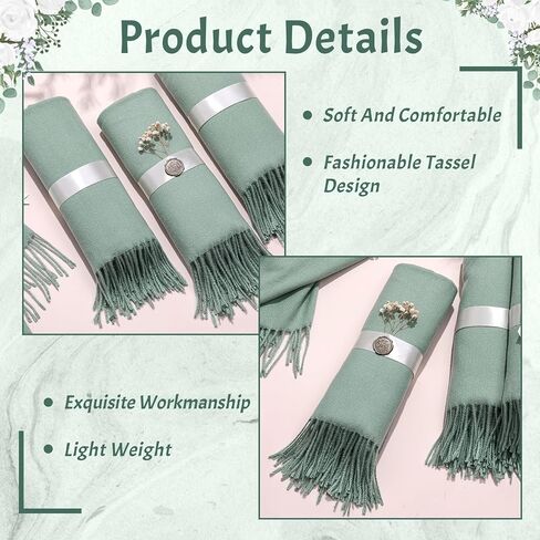 24 حزمة من شالات الباشمينا للزفاف، وشاح مقاس 79 × 27 للضيوف، هدية لحفلات الزفاف في الهواء الطلق in Kuwait