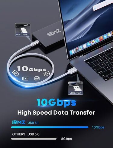 كابل بيانات USB C قصير باللون الأبيض، كابل CarPlay USB 3 إلى USB C بطول 1 قدم، نقل عالي السرعة بسرعة 10 جيجابت في الثانية، سلك شاحن سيارة USBC قصير لهاتف iPhone 16/16 Plus/16 Pro/16 Pro Max، 15 Pro Max، شاحن سيارة in Saudi Arabia