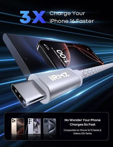كابل بيانات USB C قصير باللون الأبيض، كابل CarPlay USB 3 إلى USB C بطول 1 قدم، نقل عالي السرعة بسرعة 10 جيجابت في الثانية، سلك شاحن سيارة USBC قصير لهاتف iPhone 16/16 Plus/16 Pro/16 Pro Max، 15 Pro Max، شاحن سيارة in Saudi Arabia