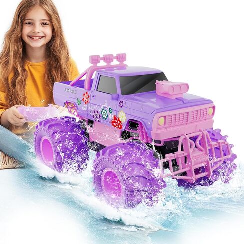 MUYOLO Amphibious Remote Control Car- 2.4GHz Shooting Waterproof RC Monster Truck, 4WD All-terrian Off-Road Water Tank Pool Toy Outdoor Summer Gifts for Kids Boys/Girls Age 6+ in Kuwait
