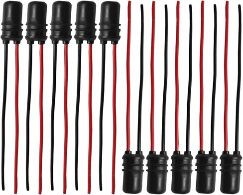 T10 194 Bulb Socket for Car, Round Mouth Pre-Wired Harness Plug Connector Adapter, Instrument LED Light Replacement, Tail Light Socket, Rubber Lamp Holder Female Socket (4PCS) in Saudi Arabia