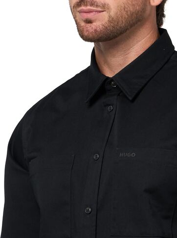 HUGO Men's Cotton Twill Woven Logo Button Down Shirt in Saudi Arabia