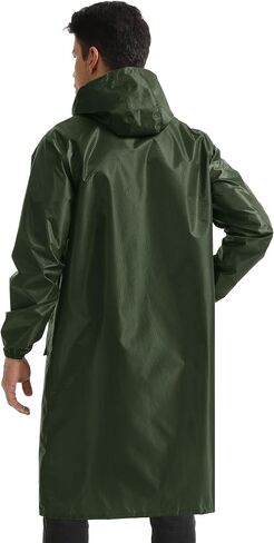 iCreek Men's Long Rain Coat Hooded Packable Waterproof Lightweight Outdoor Rain Jacket Trench Coats Windbreaker in Saudi Arabia