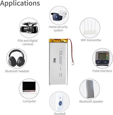 EEMB 3.7V Lipo Battery 950mAh 503450 Lithium Polymer ion Battery Rechargeable Lithium ion Polymer Battery with JST Connector Make Sure Device Polarity Matches with Battery Before Purchase in Kuwait
