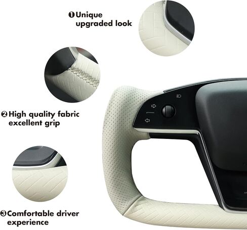MEWANT Steering Wheel Cover for Tesla Yoke Style Steering Wheel for Model X York Steering Wrap for Model S York Steering Wrap in Saudi Arabia