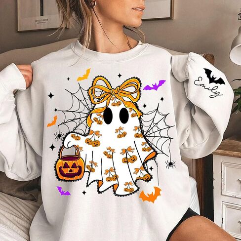 Personalized Spooky Mama Sweatshirt, Halloween Mamas Sweatshirts, Fall Pumpkin Halloween Mama Sweatshirt for Women in Saudi Arabia