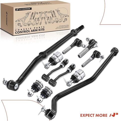 A-Premium Set of 11, Front Sway Bar Link, Upper Lower Ball Joint, Inner Outer Tie Rod End, Track Bar, Compatible with Jeep XJ Series - Cherokee 1991-2001, Comanche 1991-1992 in Saudi Arabia