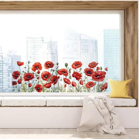 GORGECRAFT 15x46 بوصة كرمة زهرة نافذة الشارات الأوراق الخضراء كبيرة ثابتة غير لاصقة قابلة لإعادة الاستخدام مزدوجة من جانب المضادة للتصادم نافذة الشارات الزخرفية تتشبث لوقف الطيور الحيوانات الأليفة الضربات ديكور غرفة المنزل in Saudi Arabia