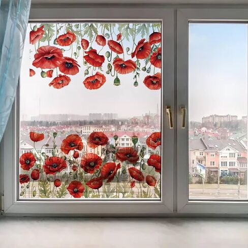 GORGECRAFT 15x46 بوصة كرمة زهرة نافذة الشارات الأوراق الخضراء كبيرة ثابتة غير لاصقة قابلة لإعادة الاستخدام مزدوجة من جانب المضادة للتصادم نافذة الشارات الزخرفية تتشبث لوقف الطيور الحيوانات الأليفة الضربات ديكور غرفة المنزل in Saudi Arabia