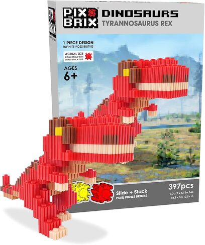 Pix Brix Pixel Art Puzzle Bricks – Dinosaur Series, Brachiosaurus – Patented Building Brick Set to Recreate Your Favorite Dino, Includes 808 Pieces – Create 3D Builds Without Water, Iron or Glue in Kuwait
