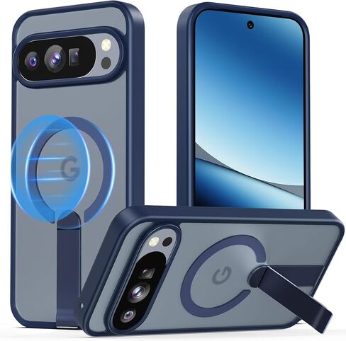 Magnetic for Google Pixel 9 Pro XL Case with Kickstand, Compatible with MagSafe, Camera Lens Protector, Military-Grade Drop Protection, Yellowing Resistant, Shockproof Slim Case, Clear in Saudi Arabia