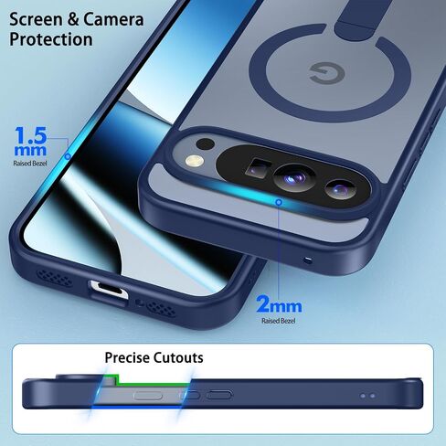 Magnetic for Google Pixel 9 Pro XL Case with Kickstand, Compatible with MagSafe, Camera Lens Protector, Military-Grade Drop Protection, Yellowing Resistant, Shockproof Slim Case, Clear in Saudi Arabia
