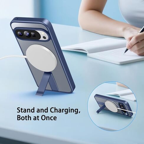 Magnetic for Google Pixel 9 Pro XL Case with Kickstand, Compatible with MagSafe, Camera Lens Protector, Military-Grade Drop Protection, Yellowing Resistant, Shockproof Slim Case, Clear in Saudi Arabia