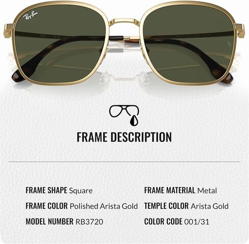 Ray-Ban RB3720 Square Shaped Sunglasses for Men & Women with Official RAYBAN Eyewear Kit in Saudi Arabia