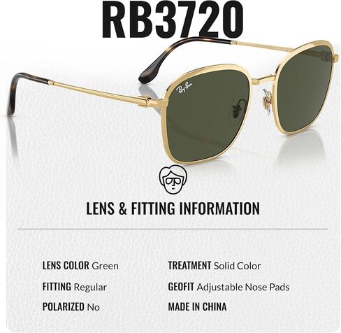 Ray-Ban RB3720 Square Shaped Sunglasses for Men & Women with Official RAYBAN Eyewear Kit in Saudi Arabia