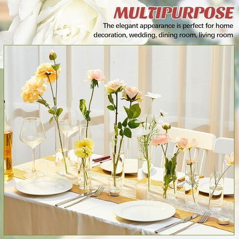 Bud Vases Set of 12 Tall Glass Cylinder Vases Clear Single Flower Glass Vase Bulk for Wildflower Party Centerpieces Wedding Decoration Floating Candle Holder Wedding Decor, 6 Sizes in Saudi Arabia