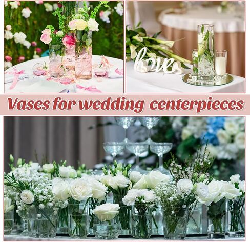 Bud Vases Set of 12 Tall Glass Cylinder Vases Clear Single Flower Glass Vase Bulk for Wildflower Party Centerpieces Wedding Decoration Floating Candle Holder Wedding Decor, 6 Sizes in Saudi Arabia
