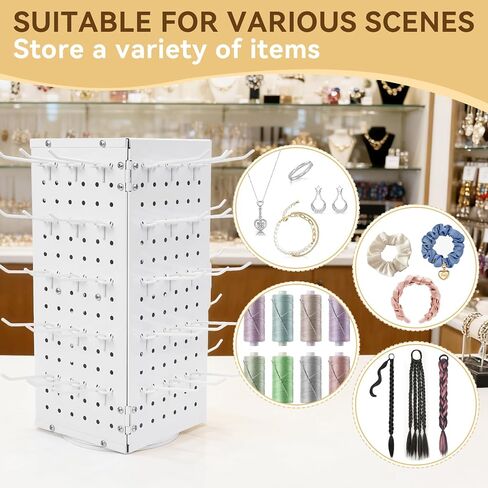 Metal 360° Fully Rotating Thread Rack, Detachable Thread Holder Organizer with Inner Storage Compartments for Sewing, Embroidery, Hair-braiding and Jewelry (White) in Kuwait