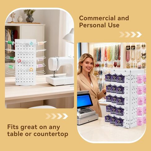 Metal 360° Fully Rotating Thread Rack, Detachable Thread Holder Organizer with Inner Storage Compartments for Sewing, Embroidery, Hair-braiding and Jewelry (White) in Kuwait