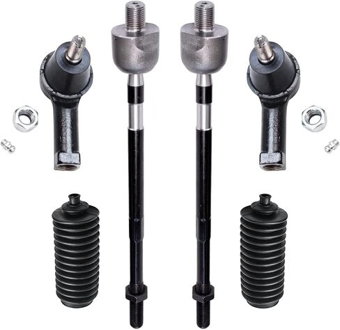 Detroit Axle - Front 6pc Tie Rods Kit for 00-05 Hyundai Accent, 4 Inner Outer Tie Rod Ends 2 Boots 2000 2001 2002 2003 2004 2005 Replacement in Saudi Arabia