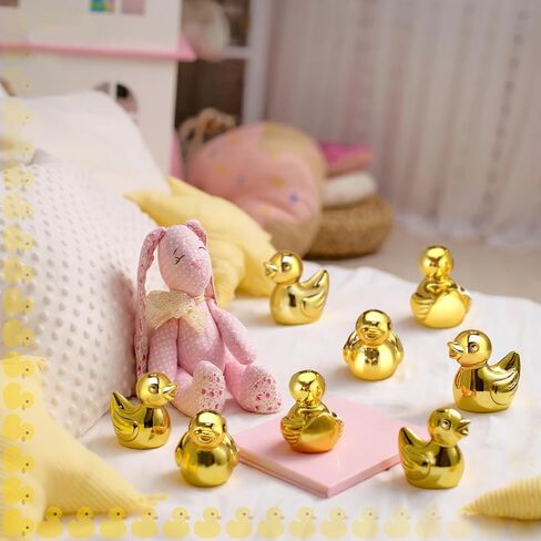 Hiboom 24 Pcs 2 Inch Golden Duck Figurines Gold Rubber Duck Statue Animal Statues Car Dashboard Decorations for Birthday Gift Party Decoration Favors in Saudi Arabia