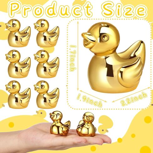 Hiboom 24 Pcs 2 Inch Golden Duck Figurines Gold Rubber Duck Statue Animal Statues Car Dashboard Decorations for Birthday Gift Party Decoration Favors in Saudi Arabia