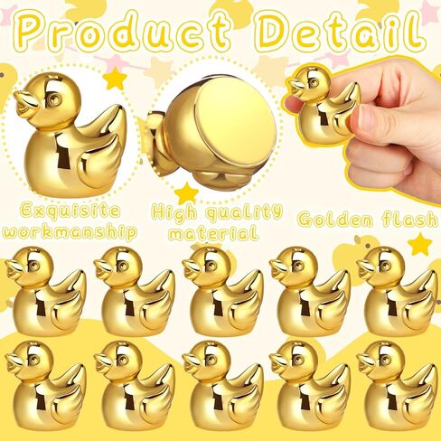 Hiboom 24 Pcs 2 Inch Golden Duck Figurines Gold Rubber Duck Statue Animal Statues Car Dashboard Decorations for Birthday Gift Party Decoration Favors in Saudi Arabia