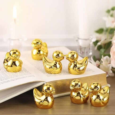 Hiboom 24 Pcs 2 Inch Golden Duck Figurines Gold Rubber Duck Statue Animal Statues Car Dashboard Decorations for Birthday Gift Party Decoration Favors in Saudi Arabia