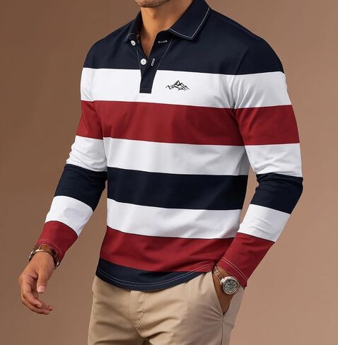 Golf Shirts for Men Big and Tall Collared Shirt Long Sleeve Mens Polo Dry Fit, S-2XL in Saudi Arabia