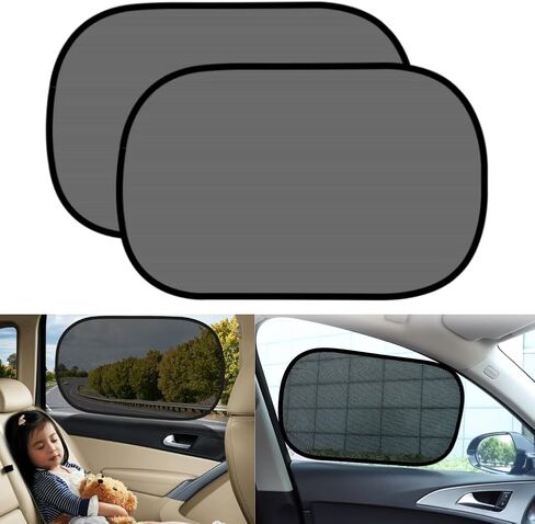 Car Window Shades for Side Window (Pack of 2), Mesh UV Protection, Glare Blocker for Baby, Dual-Layer Sun Shields with Static Cling for SUV, Car and Minivan in Saudi Arabia