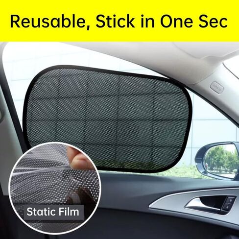 Car Window Shades for Side Window (Pack of 2), Mesh UV Protection, Glare Blocker for Baby, Dual-Layer Sun Shields with Static Cling for SUV, Car and Minivan in Saudi Arabia