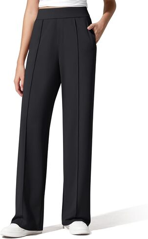 G4Free ShiftReady Women's Yoga Dress Pants with Pockets Wide Leg Work Pants High Waist Dressy Casual Trousers in Kuwait