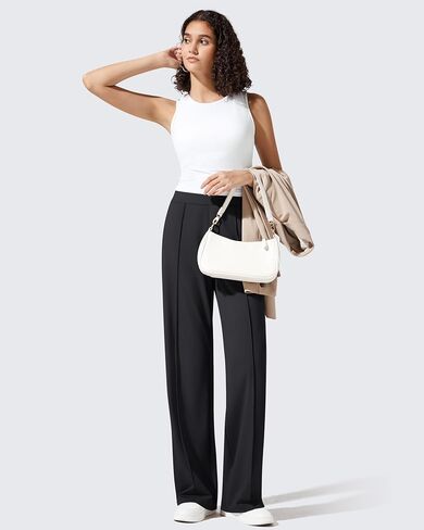 G4Free ShiftReady Women's Yoga Dress Pants with Pockets Wide Leg Work Pants High Waist Dressy Casual Trousers in Kuwait