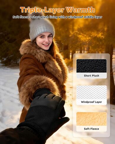 Winter Warm Gloves for Women - Daily Life Snow Windproof Soft Fleece Lining - Touchscreen Thermal Gloves for Men in Saudi Arabia