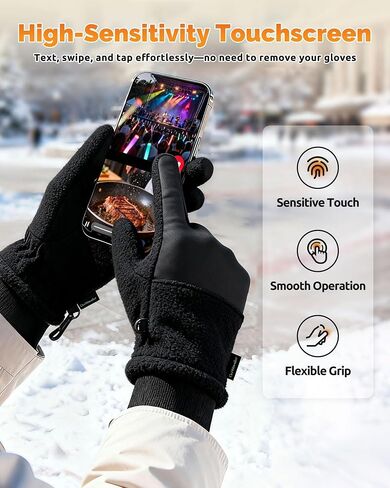 Winter Warm Gloves for Women - Daily Life Snow Windproof Soft Fleece Lining - Touchscreen Thermal Gloves for Men in Saudi Arabia
