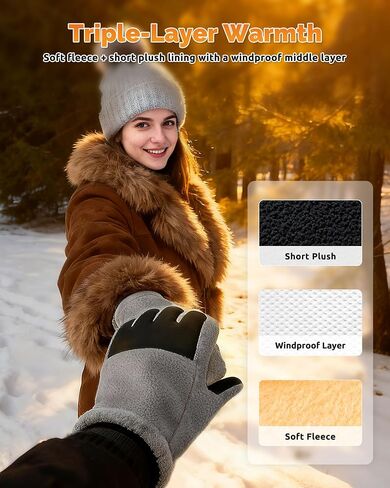 Winter Warm Gloves for Women - Daily Life Snow Windproof Soft Fleece Lining - Touchscreen Thermal Gloves for Men in Saudi Arabia
