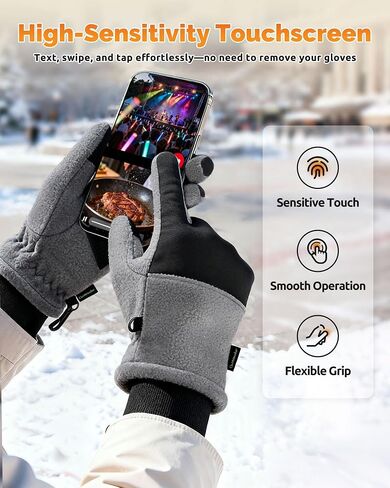 Winter Warm Gloves for Women - Daily Life Snow Windproof Soft Fleece Lining - Touchscreen Thermal Gloves for Men in Saudi Arabia